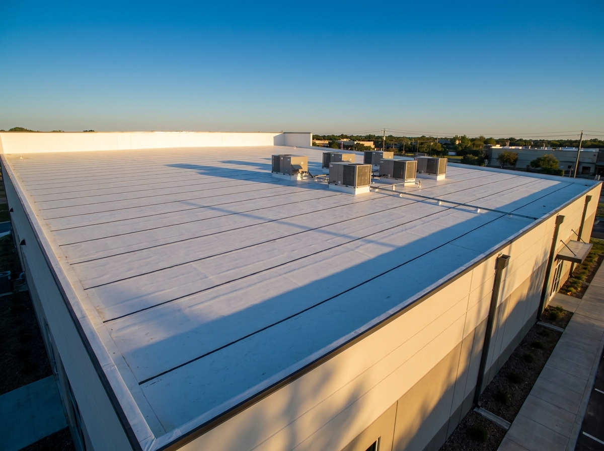 Commercial TPO roof installation
