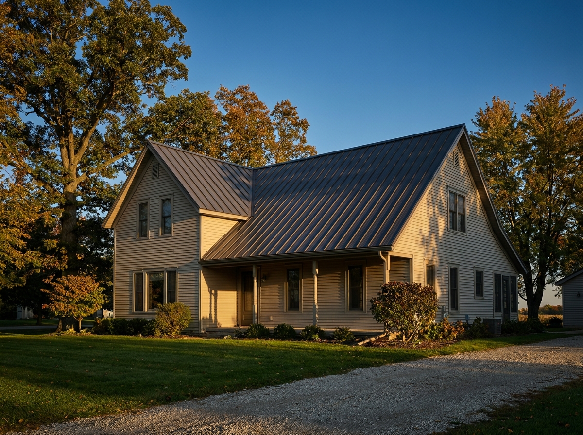 Metal standing-seam residential roof